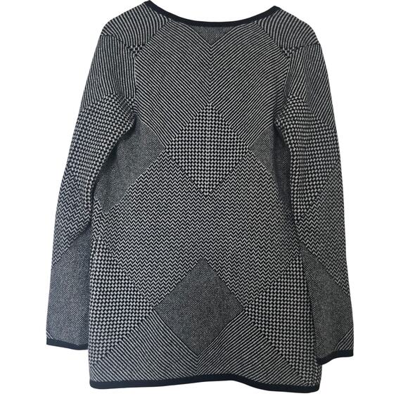 Charter Club 100% Cashmere Geometric Cardigan Size S Open Front Black - Picture 3 of 7